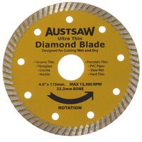 Austsaw 115mm (4.5") Diamond Blade Ultra Thin - 22.2mm Bore AUDIA115U