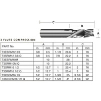 Carbitool 12.7mm 3 Flute Compression Bit T3SRM161/2Q
