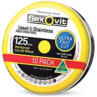 Flexovit 125 x 1.0mm Steel & Stainless Cut Off Disc - MEGA INOX - 10 Piece Tin 66252844384