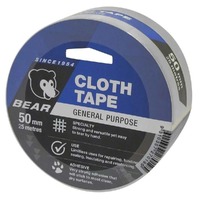 Bear 50mm x 25m Silver Cloth Tape 66623336616 