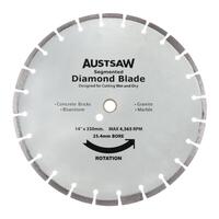 Austsaw 350mm (14") Diamond Blade Segmented Hard Brick - 25.4/20mm Bore AUDIA350H