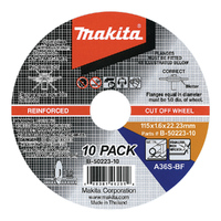 Makita 115mm x 1.6 x 22.23mm Inox Cut Disc 10 Pack B-50223-10