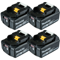 Makita 18V 5.0Ah Lithium Battery with Charge Indicator x 4 BL1850B-L
