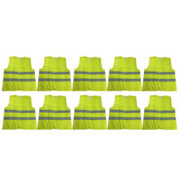 10x Hi Vis Safety VEST Reflective Tape Workwear Yellow ONE SIZE Night & Day BULK