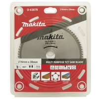 Makita Multi Purpose TCT Saw Blade 216mm x 30 x 80T - Mitre Saw D-63878