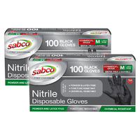 2PK 100pc Sabco Professional Nitrite Medium Disposable Gloves Black