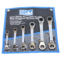SP Tools 6pc Metric Double Ring Gear Drive Spanner Set - 15° Offset SP10406