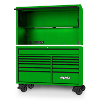 SP Tools Sumo Series Roller Cabinet & Power Top Hutch Combo Workstation - Green/Black SP44740G