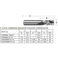 Carbitool 12.7mm 4 Flute Combo Rougher/Finisher Compression Bit T4SRMRF161/2