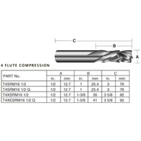 Carbitool 12.7mm 4 Flute Compression Bit T4XSRM161/2
