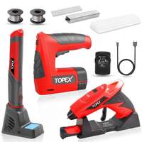 Topex 4v combo kit hot melt glue gun soldering iron & cordless stapler lithium-ion tool set
