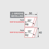 ITM J-Bevelling Tool Bit 15 Deg x 50mm High 2mm Radius WAP-B10/J1550R2